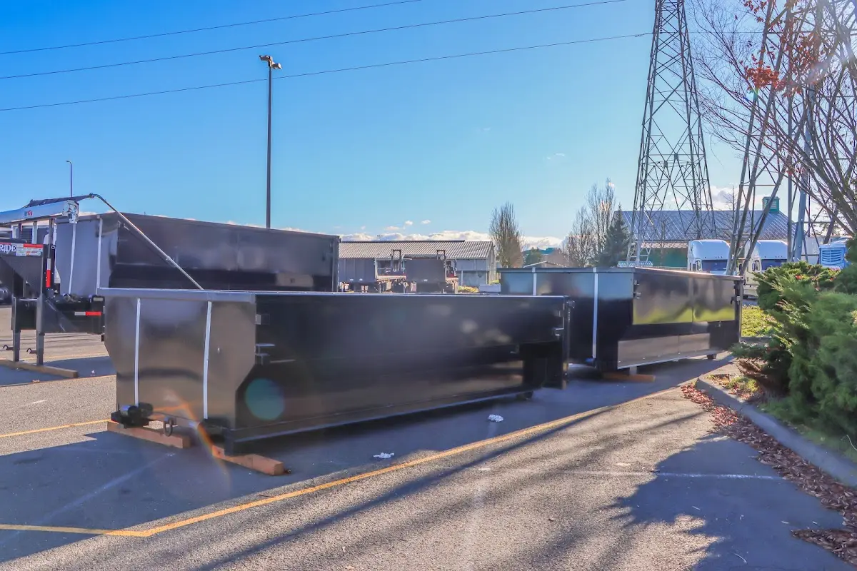 Roll-off dumpster ready for waste disposal at job site for Demolition Dumpster Rental in Fort Hunt